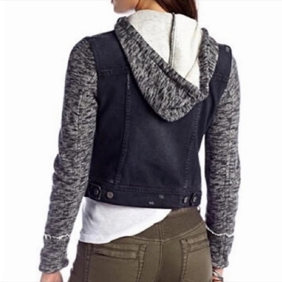 Free People Knit Hooded Jean Jacket - Picture 3 of 8